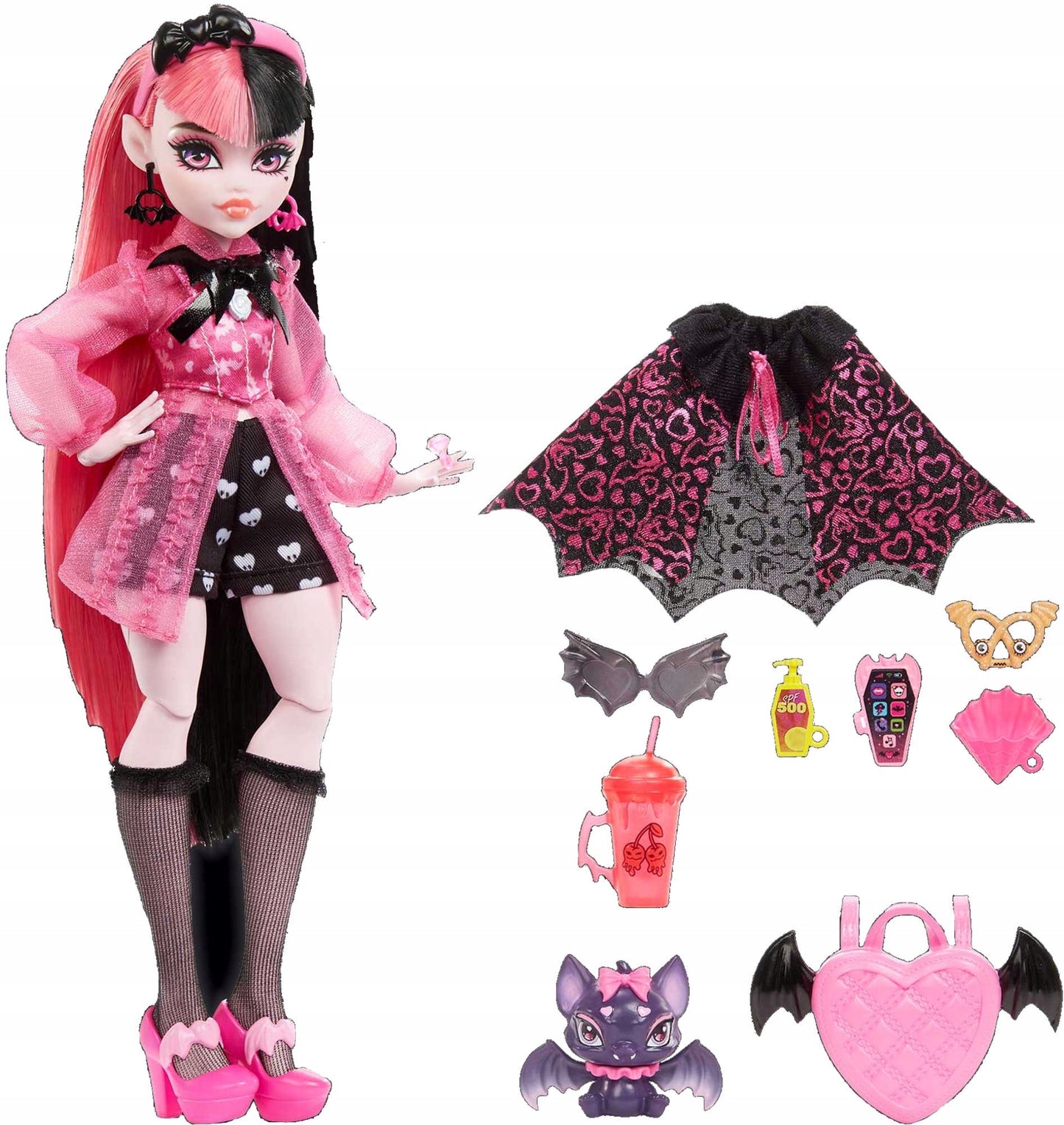 Lėlė Monstrė “Draculaura” su augintiniu ir priedais