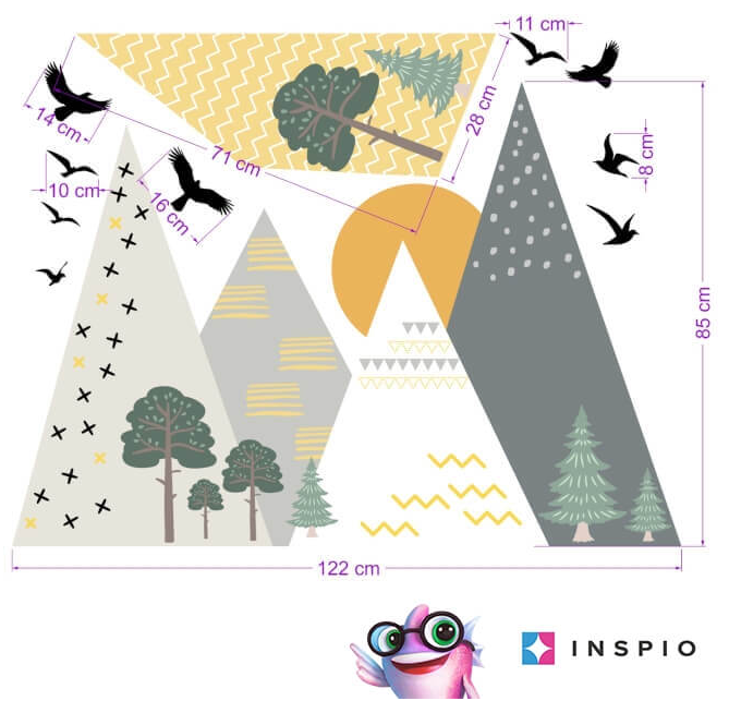 Sienų lipdukai – kalvos su besileidžiančia saule