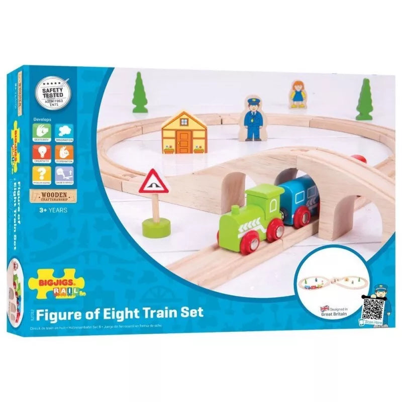 Bigjigs aštuoneto formos traukinių trasa (27 el.)
