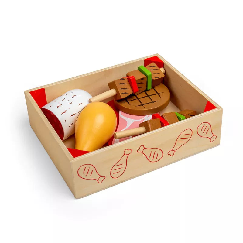 Bigjigs medinių mėsos produktų dėžutė (9 el.)