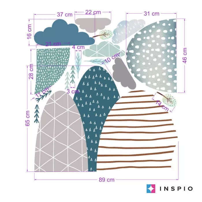 Lipnūs sienų lipdukai – Kalvos ir debesys