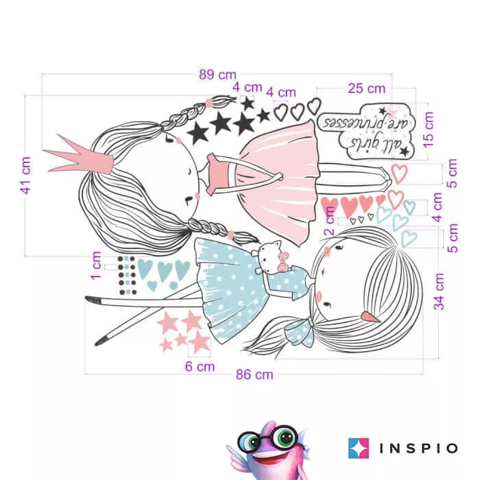 INSPIO fėjos, lipdukai mėtų ir pudros rausvos spalvos
