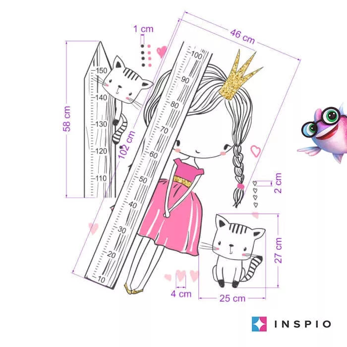 INSPIO ūgio matuoklis „Princesė su katinu“