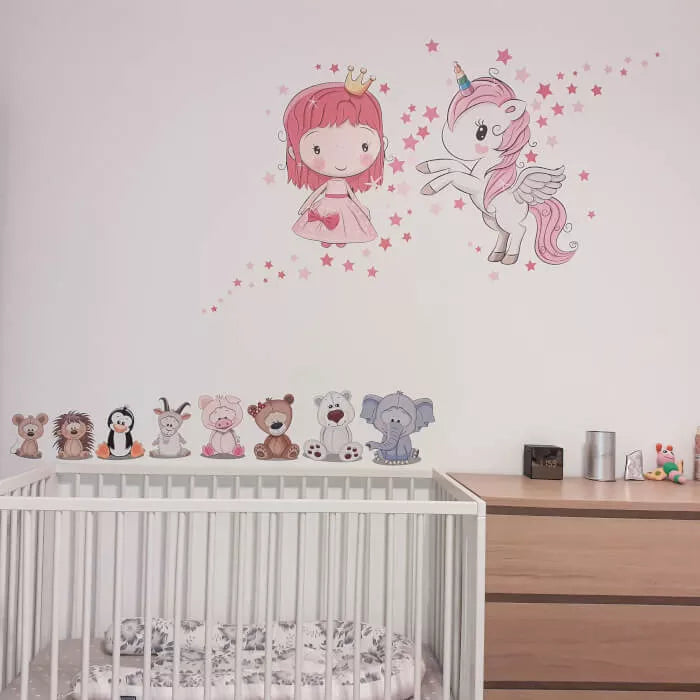 Sieninis lipdukas „Princesė ir vienaragis“