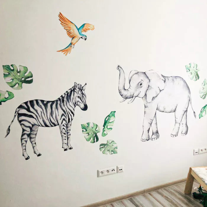 Sieniniai lipdukai – dramblys ir zebras iš SAFARIO