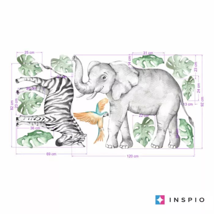 Sieniniai lipdukai – dramblys ir zebras iš SAFARIO