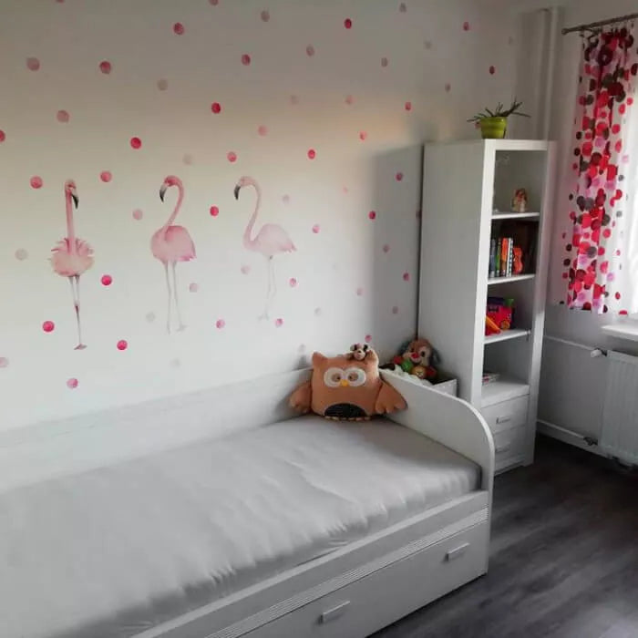 Sienų lipdukas – rožinis flamingas su rutuliukais