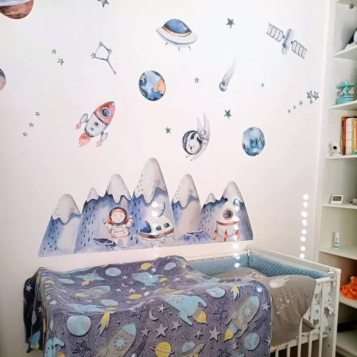 Sieninis lipdukas berniukams „Astronautai ir kosmosas“