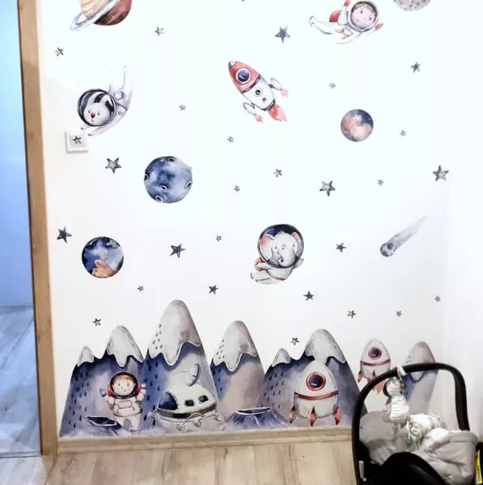 Sieninis lipdukas berniukams „Astronautai ir kosmosas“