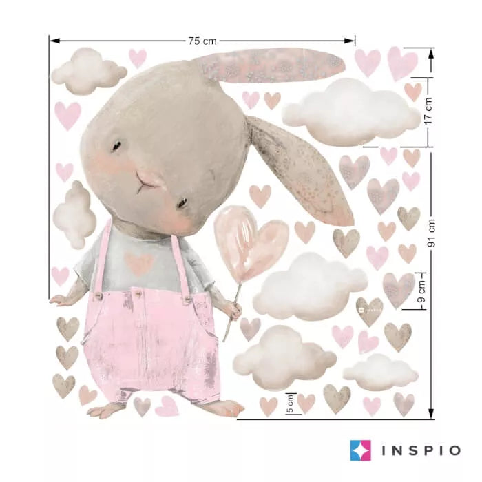 Lipdukai virš mergaitės lovelės - Bunny in pastelinės rožinės spalvos