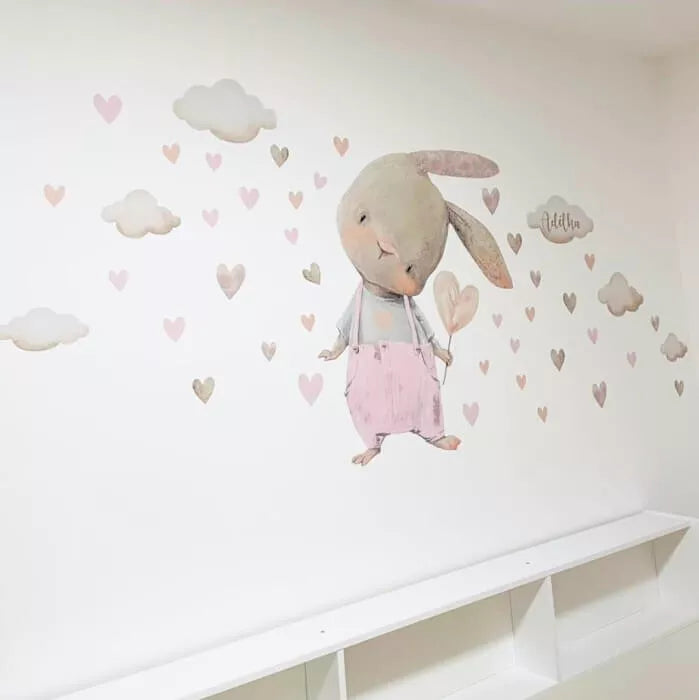 Lipdukai virš mergaitės lovelės - Bunny in pastelinės rožinės spalvos