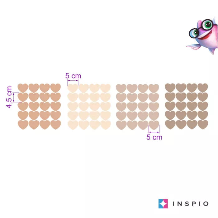 Širdelės neutralių spalvų – sienų lipdukai