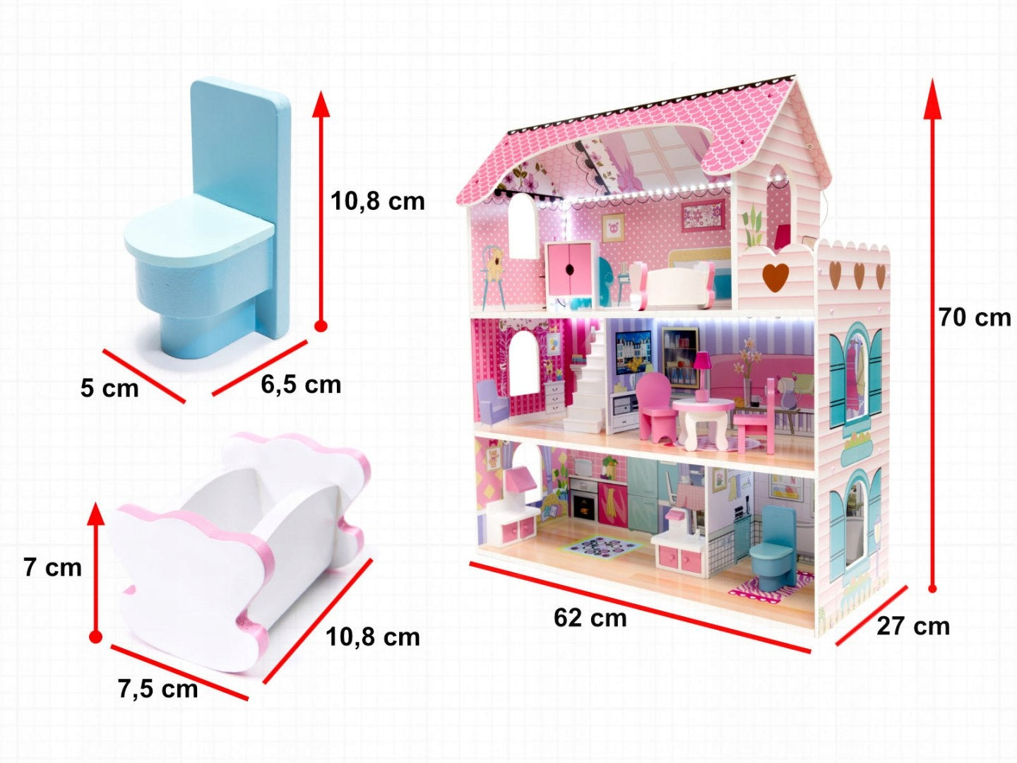 Lėlių namelis EcoKidWood - 70cm
