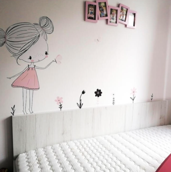 INSPIO fėja pudros spalvos su drugeliais ir gėlėmis