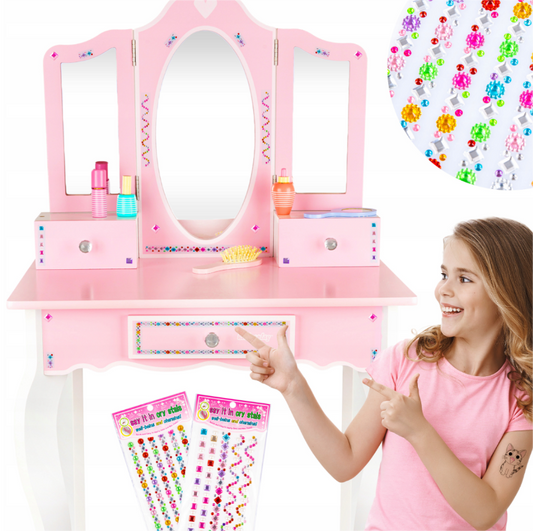 KINDERPLAY DIDELIS MEDINIS STALAS VAIKAMS MERGAITĖMS 105,5 cm + Tatuiruotės