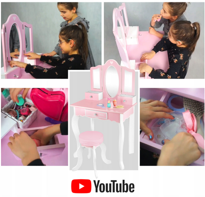 KINDERPLAY DIDELIS MEDINIS STALAS VAIKAMS MERGAITĖMS 105,5 cm + Tatuiruotės