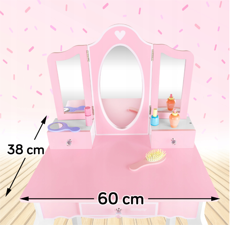 KINDERPLAY DIDELIS MEDINIS STALAS VAIKAMS MERGAITĖMS 105,5 cm + Tatuiruotės