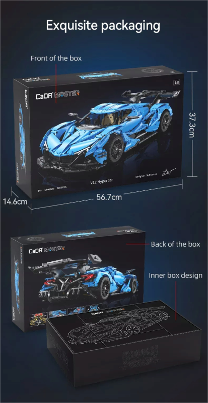 CaDA Master konstruktorius  SPORTINIS AUTOMOBILIS 60 CM V12 HYPERCAR RECING TRANSPORTO 3865 EL.