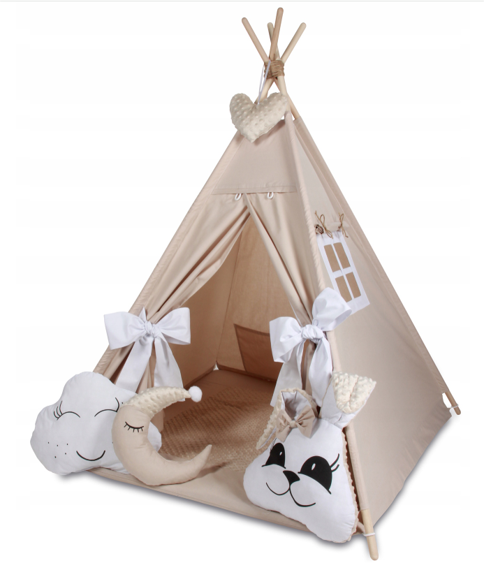 WIGWAM TIPI palapinė Kilimėlis Pagalvėlės Šviesos girlianda