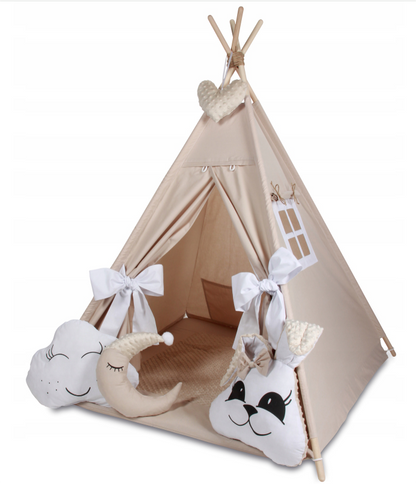 WIGWAM TIPI palapinė Kilimėlis Pagalvėlės Šviesos girlianda