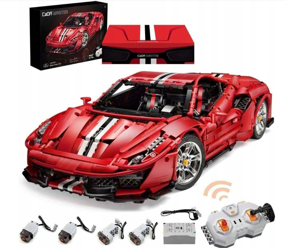 CaDA konstruktorius ITALIŠKAS SUPER AUTOMOBILIS 3187 EL. NUOTOLINIO PULTO VALDYMAS RC PRO POWER + LED