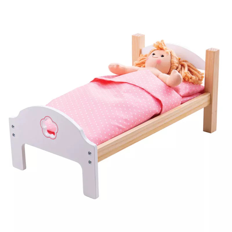 Bigjigs medinė lova lėlei (45 cm)