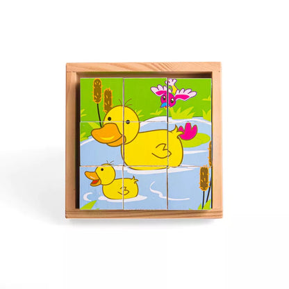 Bigjigs medinės kaladėlės-dėlionė Ūkis (9 el.)