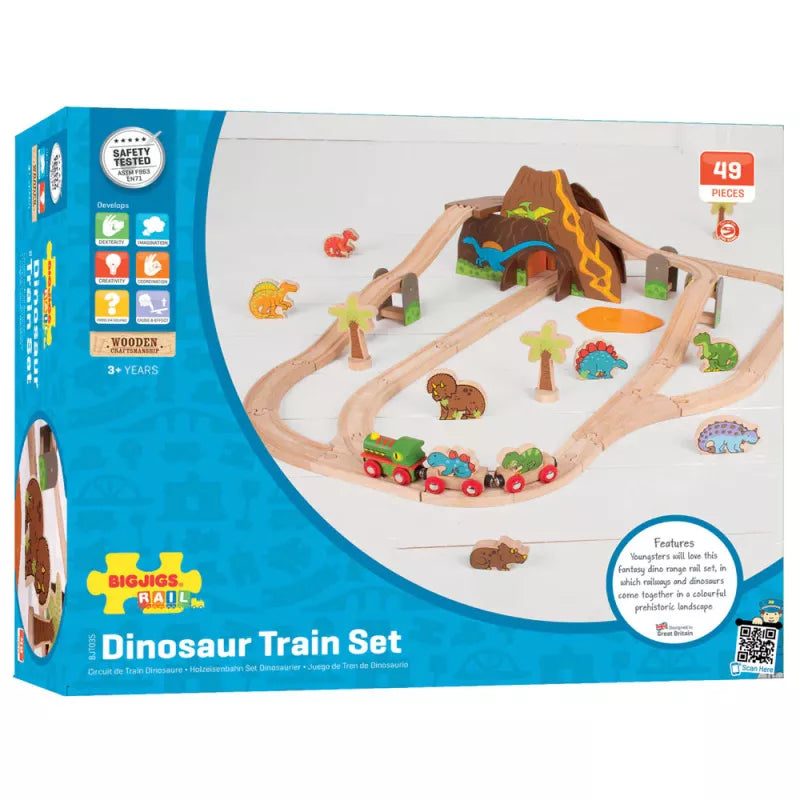 Bigjigs traukinukų trasa Dinozaurai (49 el.)