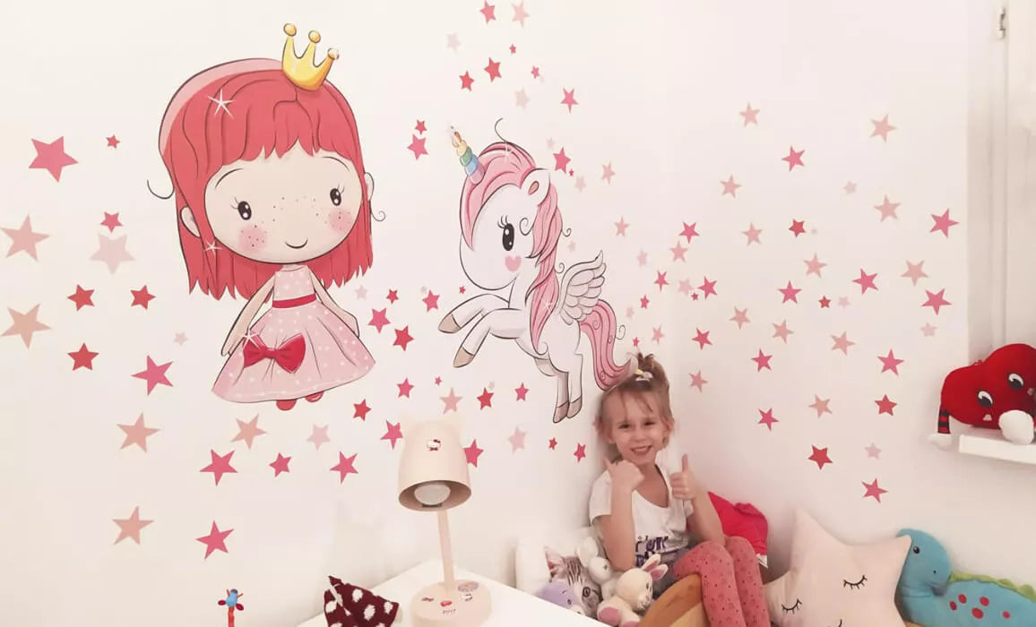 Sieninis lipdukas „Princesė ir vienaragis“