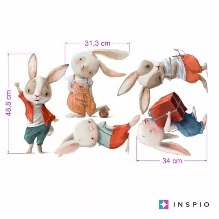 Akvareliniai sieniniai lipdukai. Zuikučiai.
