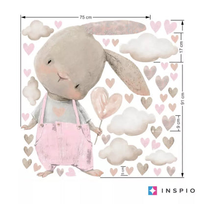 Lipdukai virš mergaitės lovelės - Bunny in pastelinės rožinės spalvos