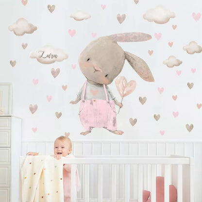 Lipdukai virš mergaitės lovelės - Bunny in pastelinės rožinės spalvos