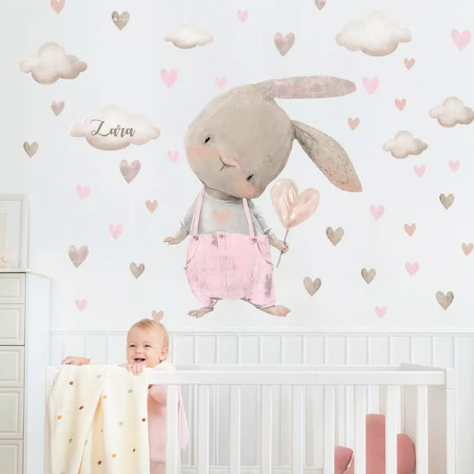 Lipdukai virš mergaitės lovelės - Bunny in pastelinės rožinės spalvos
