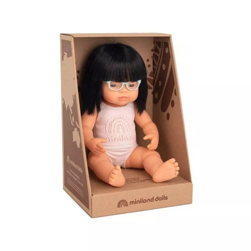 Miniland lėlė mergaitė su akinukais (azijietė, 38 cm.)