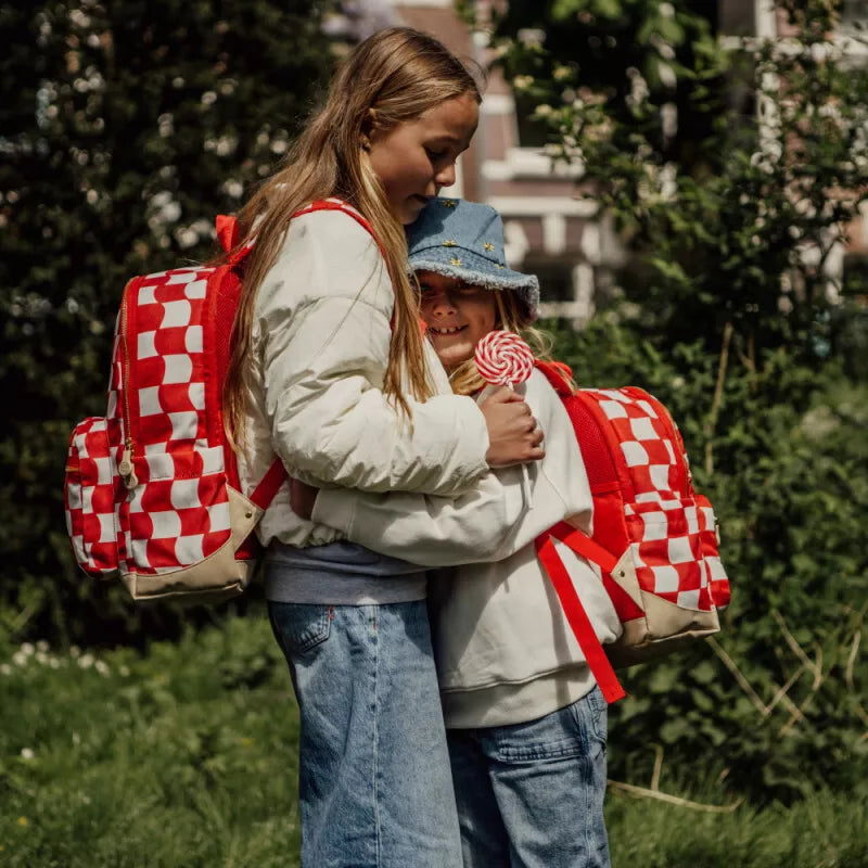 Pick & Pack mokyklinė kuprinė Raudoni langeliai, L